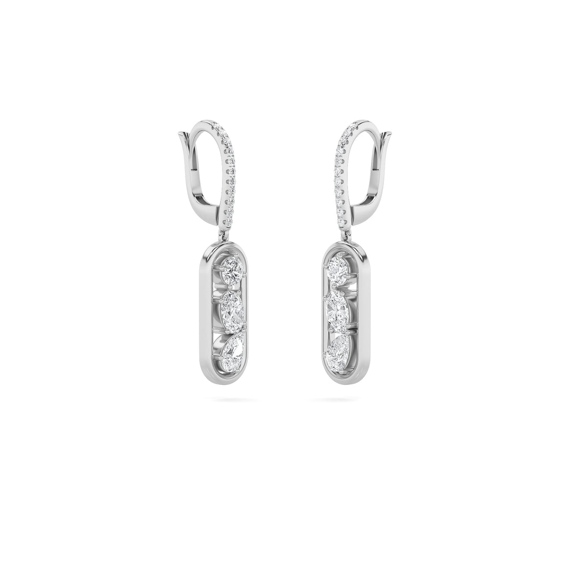 1.75CTW Mixed Lab-Grown Diamond Prong Paperclip Dangle Earrings 28 Stones