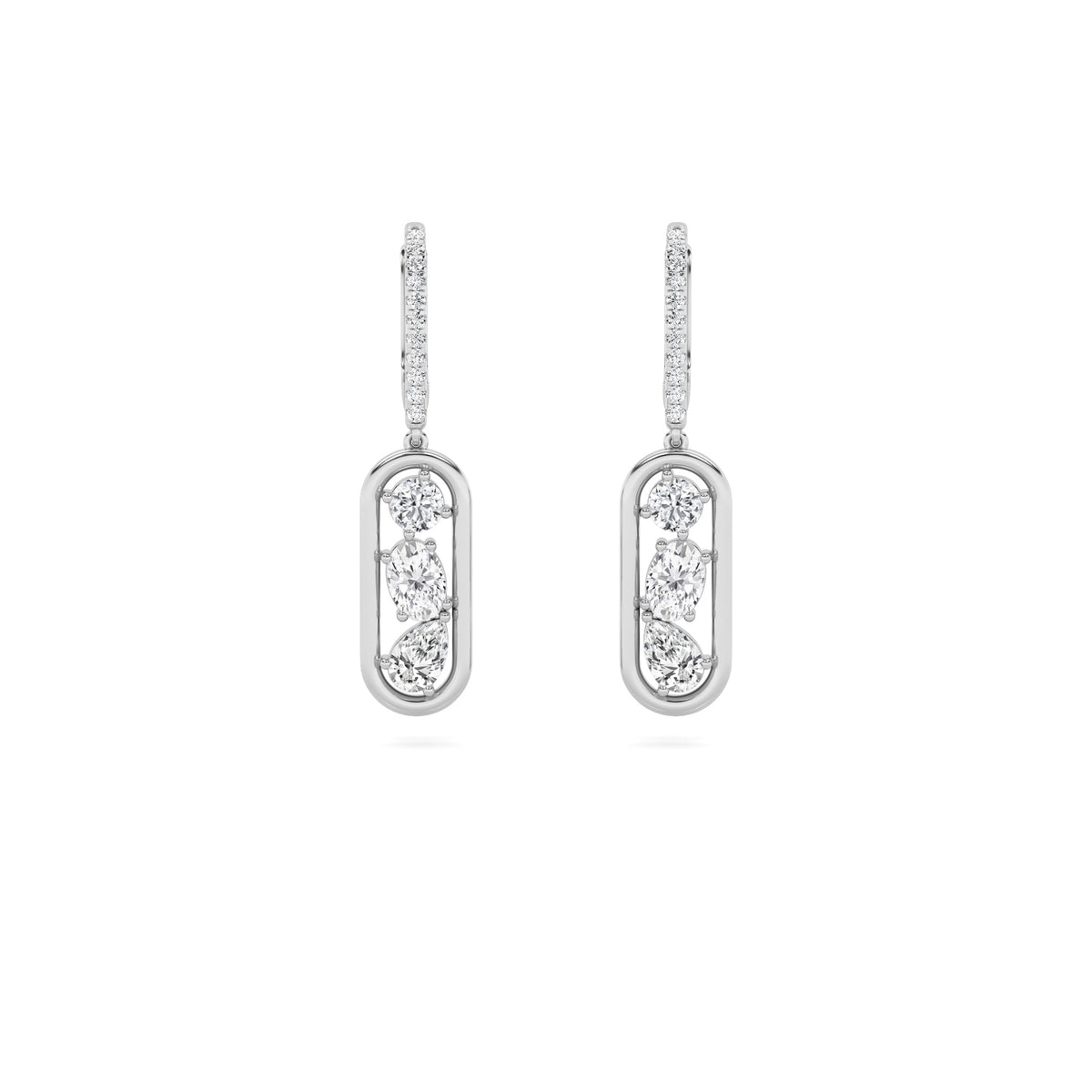 1.75CTW Mixed Lab-Grown Diamond Prong Paperclip Dangle Earrings 28 Stones