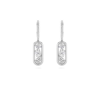 1.75CTW Mixed Lab-Grown Diamond Prong Paperclip Dangle Earrings 28 Stones