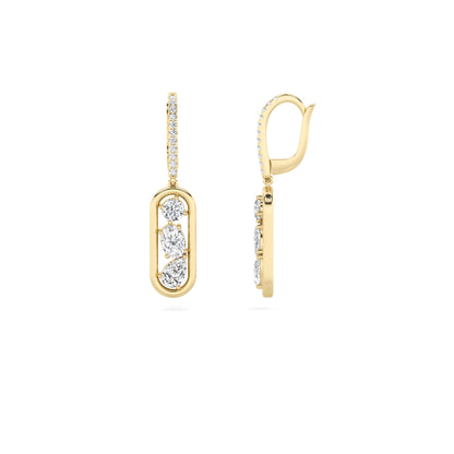 1.75CTW Mixed Lab-Grown Diamond Prong Paperclip Dangle Earrings 28 Stones