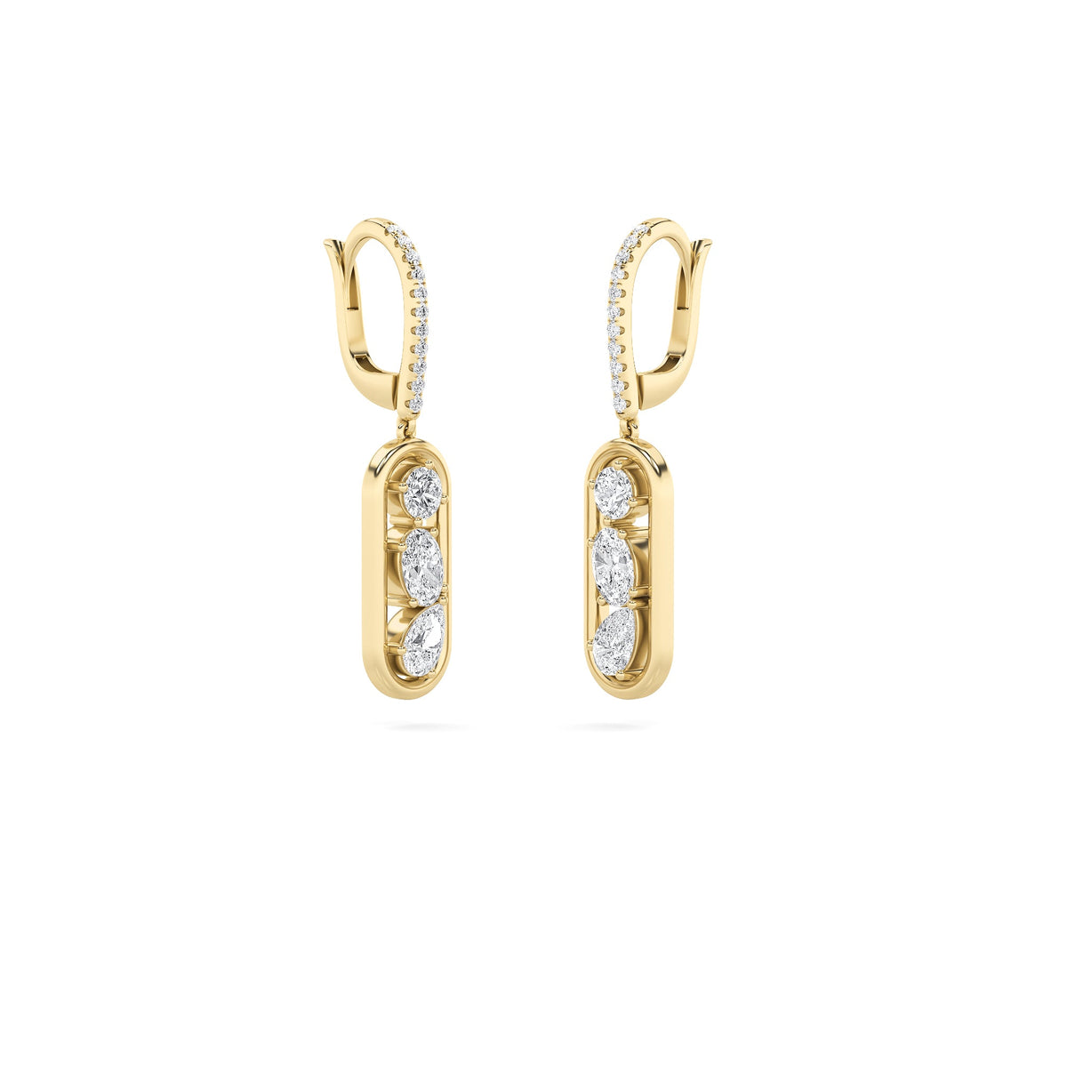 1.75CTW Mixed Lab-Grown Diamond Prong Paperclip Dangle Earrings 28 Stones