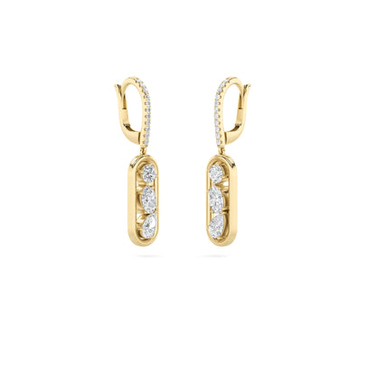 1.75CTW Mixed Lab-Grown Diamond Prong Paperclip Dangle Earrings 28 Stones