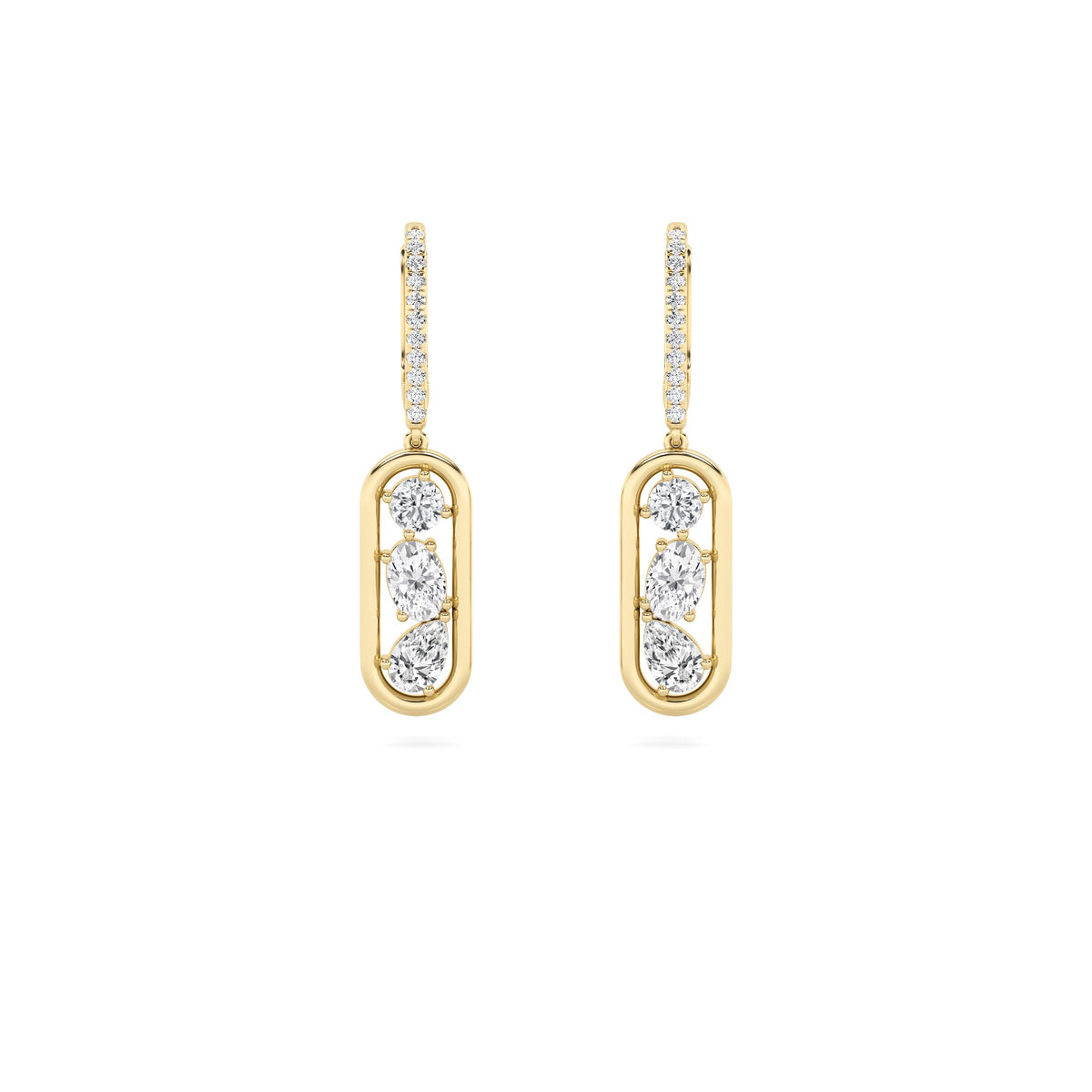 1.75CTW Mixed Lab-Grown Diamond Prong Paperclip Dangle Earrings 28 Stones