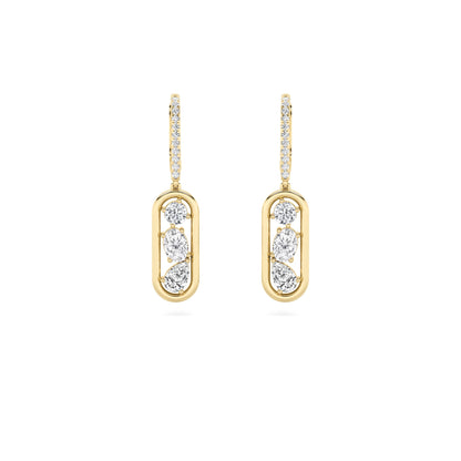 1.75CTW Mixed Lab-Grown Diamond Prong Paperclip Dangle Earrings 28 Stones