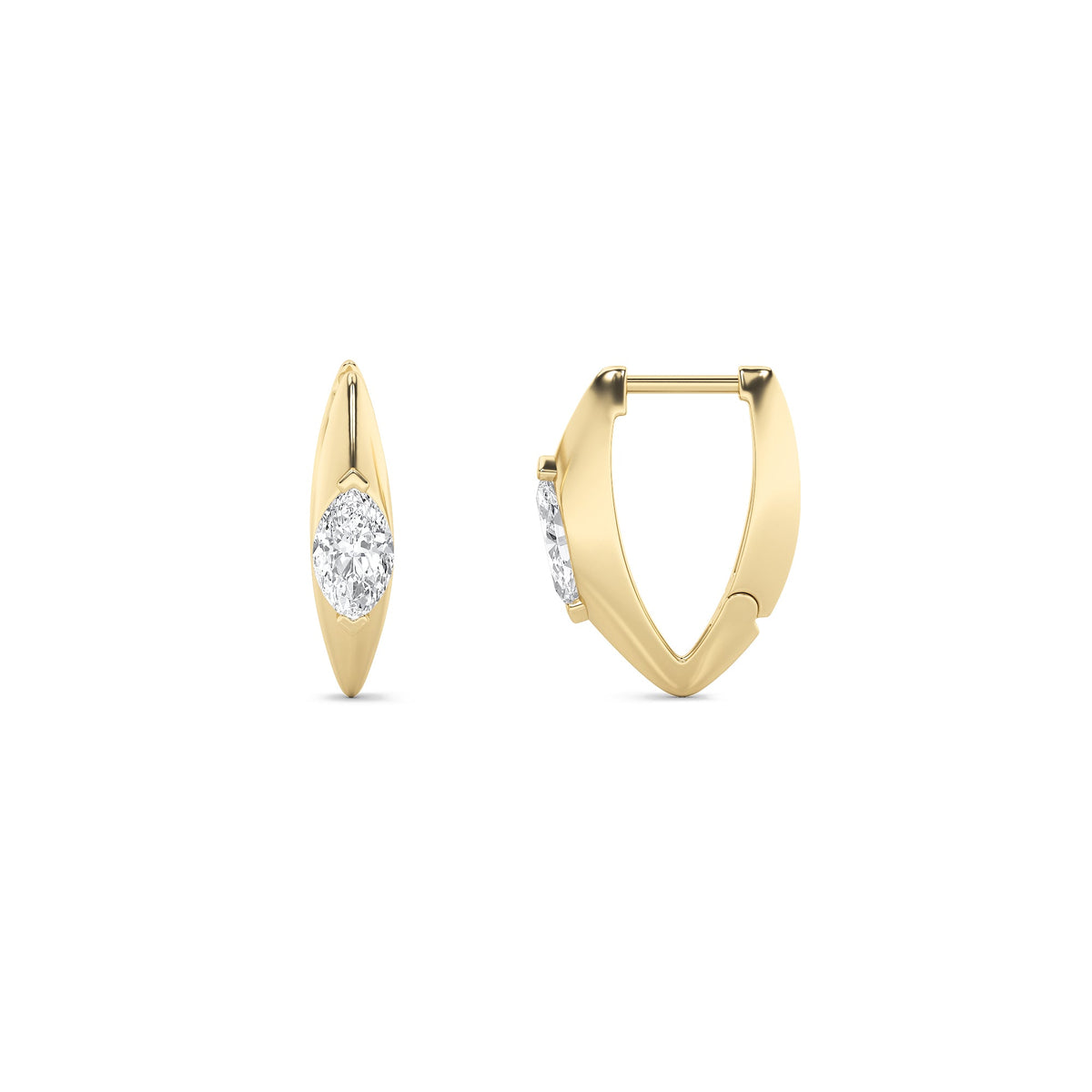 1CTW Marquise Lab-Grown Diamond Solitaire Huggie Earrings 2 Stones