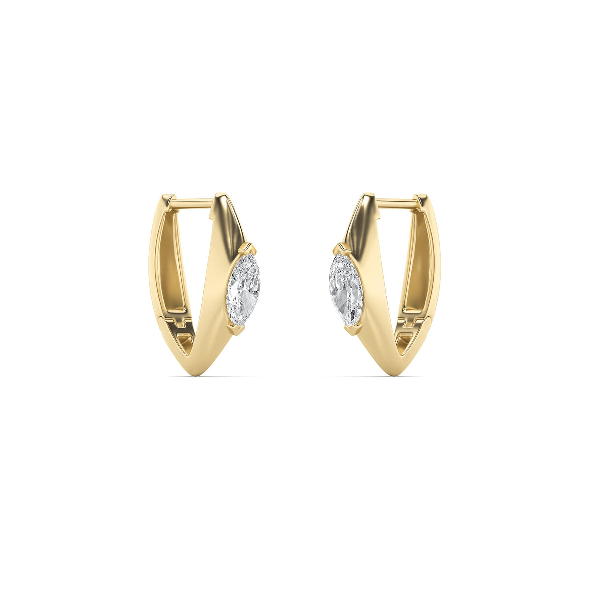 1CTW Marquise Lab-Grown Diamond Solitaire Huggie Earrings 2 Stones