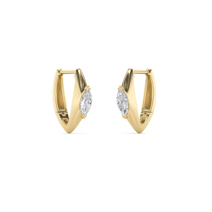 1CTW Marquise Lab-Grown Diamond Solitaire Huggie Earrings 2 Stones