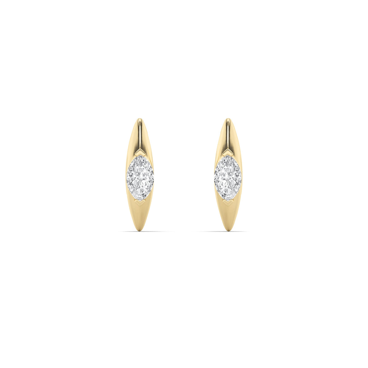 1CTW Marquise Lab-Grown Diamond Solitaire Huggie Earrings 2 Stones