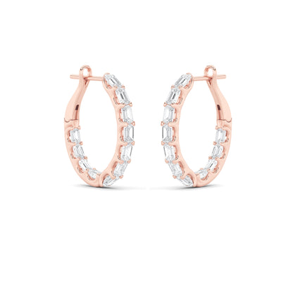 4.25CTW Emerald Lab-Grown Diamond Prong Inside Out Hoop Earrings 22 Stones