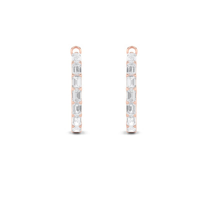 4.25CTW Emerald Lab-Grown Diamond Prong Inside Out Hoop Earrings 22 Stones