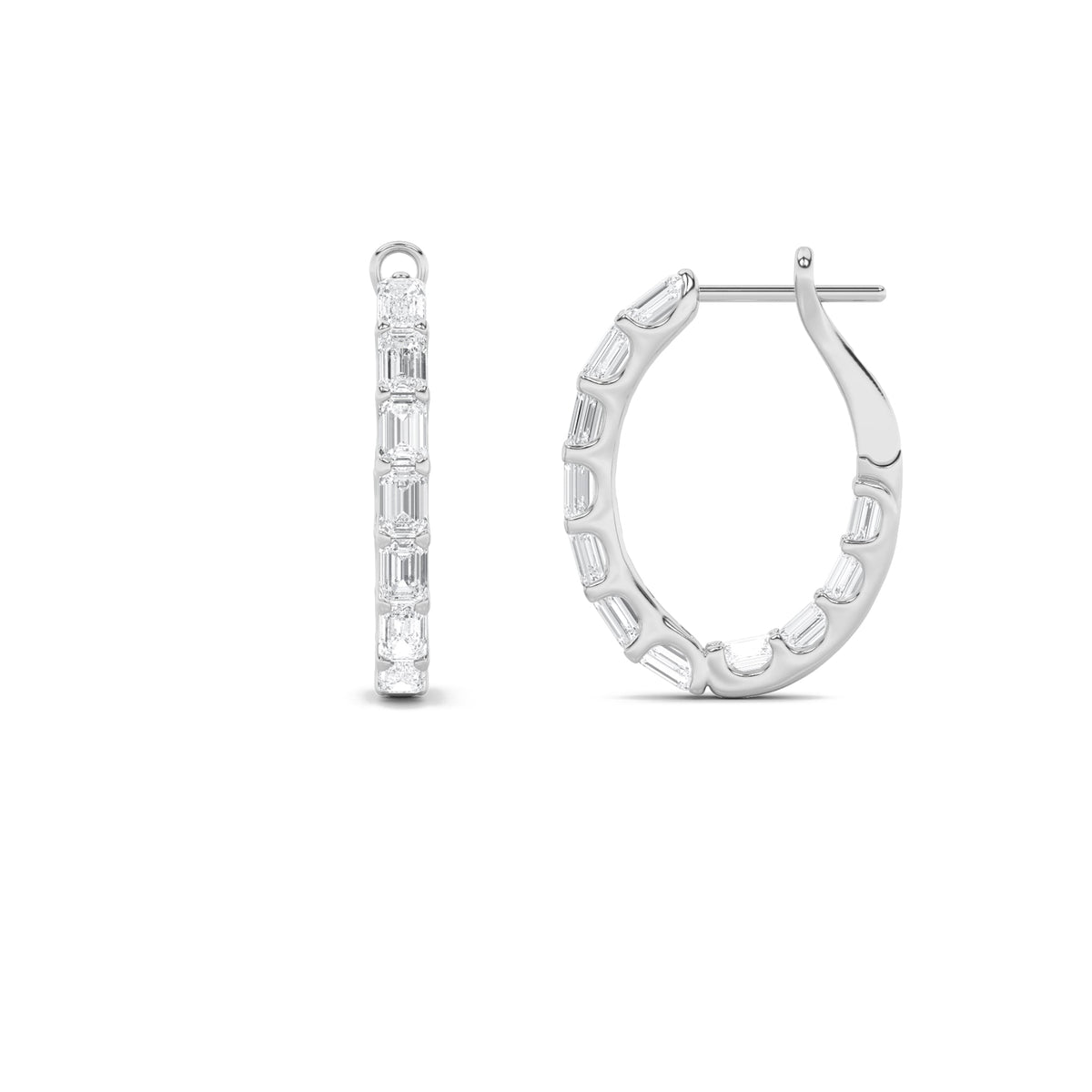 4.75CTW Emerald Lab-Grown Diamond Inside Out Hoop Earrings 22 Stones