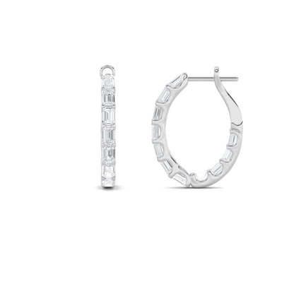 4.75CTW Emerald Lab-Grown Diamond Inside Out Hoop Earrings 22 Stones