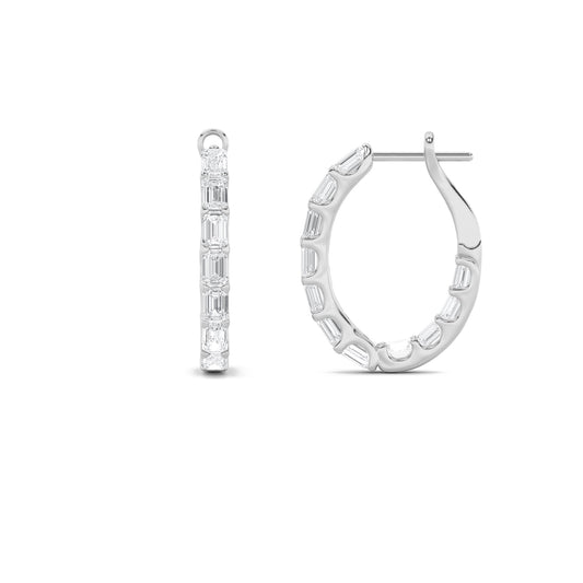 4.75CTW Emerald Lab-Grown Diamond Inside Out Hoop Earrings 22 Stones