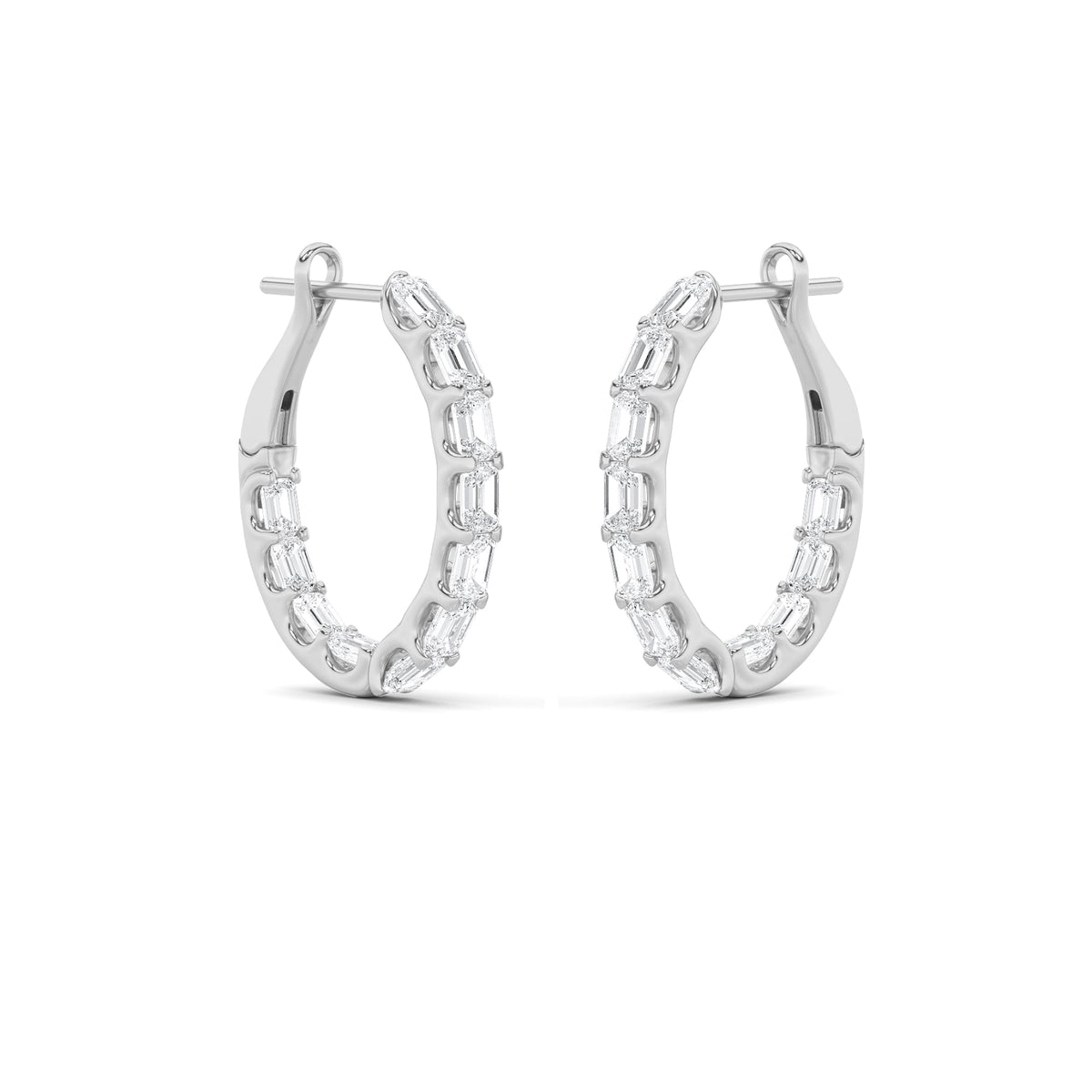 4.75CTW Emerald Lab-Grown Diamond Inside Out Hoop Earrings 22 Stones