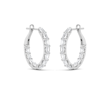 4.75CTW Emerald Lab-Grown Diamond Inside Out Hoop Earrings 22 Stones