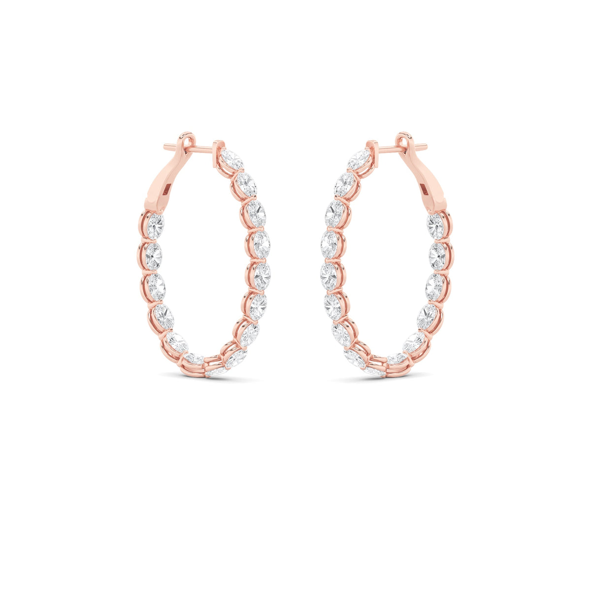 6CTW Oval Lab-Grown Diamond Prong Inside Out Hoop Earrings 30 Stones