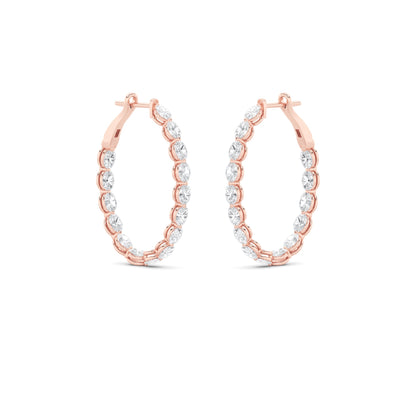 6CTW Oval Lab-Grown Diamond Prong Inside Out Hoop Earrings 30 Stones
