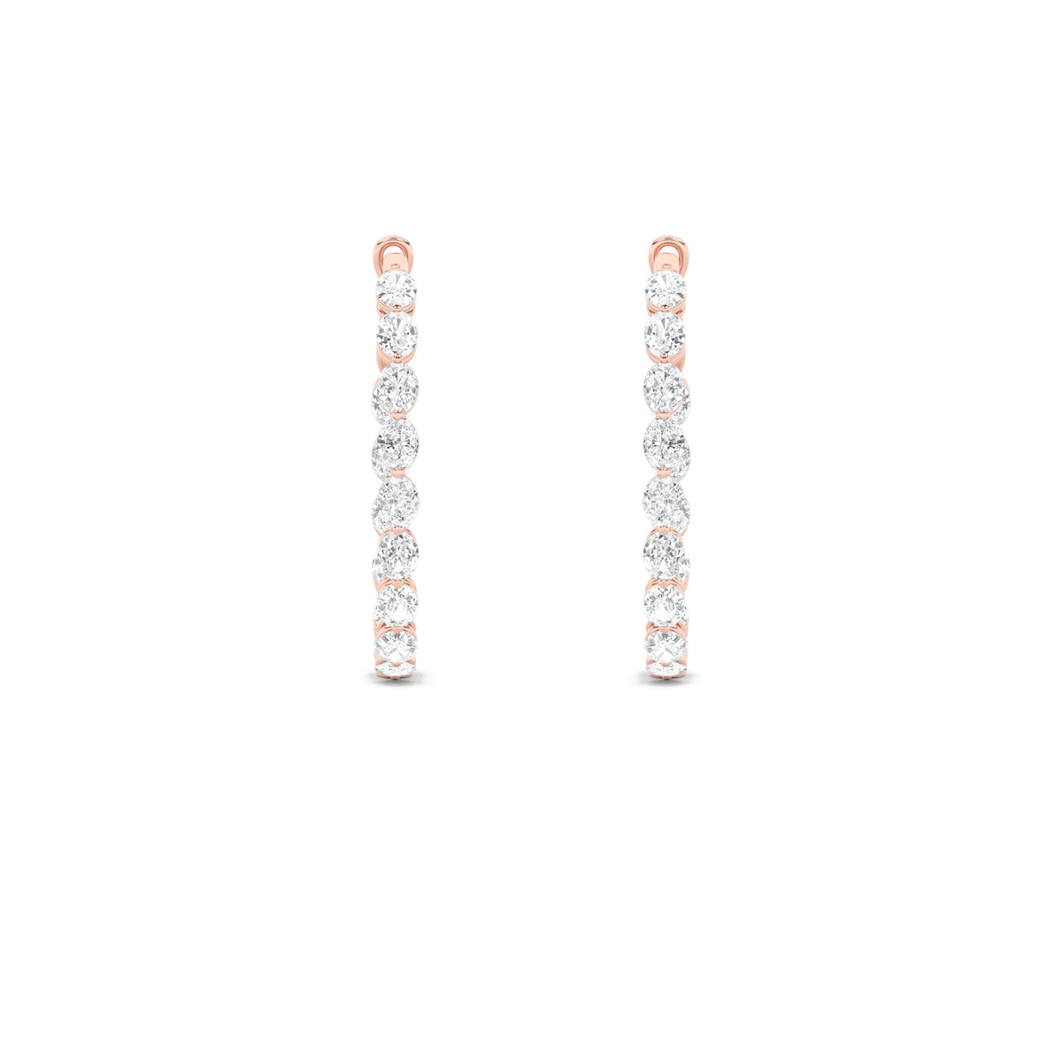 6CTW Oval Lab-Grown Diamond Prong Inside Out Hoop Earrings 30 Stones