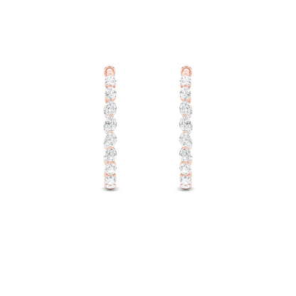 6CTW Oval Lab-Grown Diamond Prong Inside Out Hoop Earrings 30 Stones