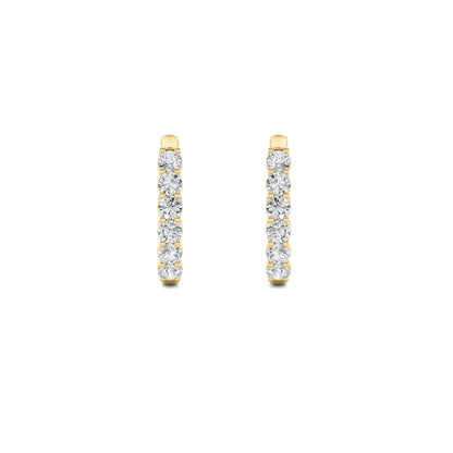 3CTW Round Lab-Grown Diamond Prong Inside Out Hoop Earrings 18 Stones 3.4mm Width