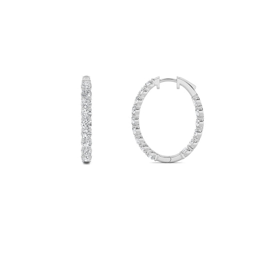 5CTW Round Lab-Grown Diamond Prong Inside Out Hoop Earrings 30 Stones 3.8mm Width