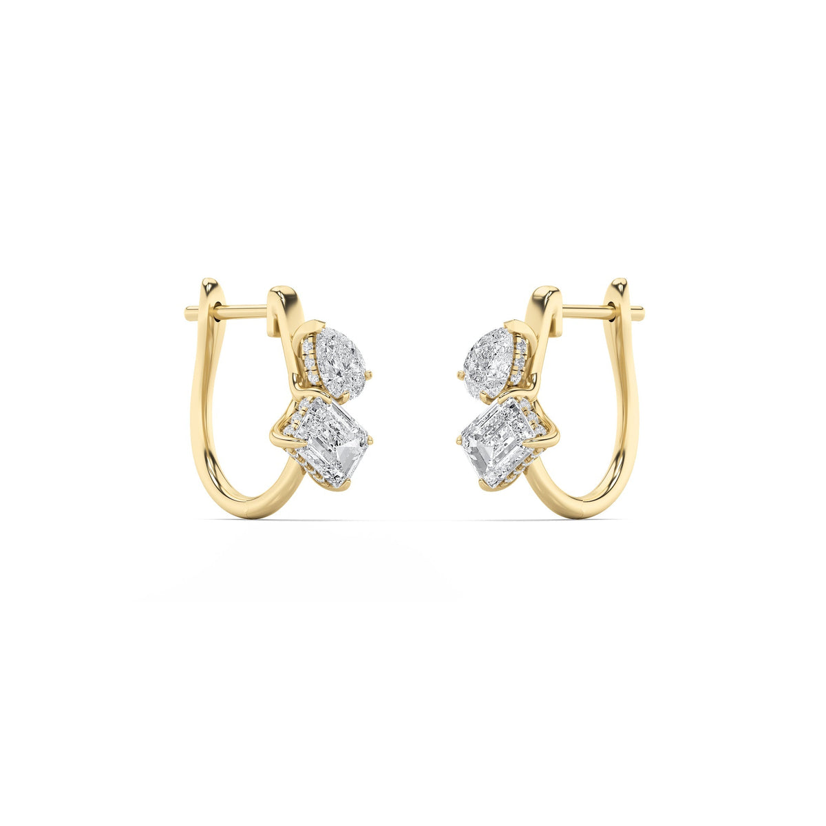 3CTW Mixed Lab-Grown Diamond Toi et Moi Fashion Earrings 46 Stones