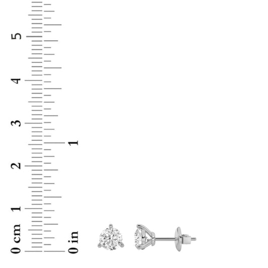 1CTW Round Lab-Grown Diamond Three Prong Stud Earrings 2 Stones