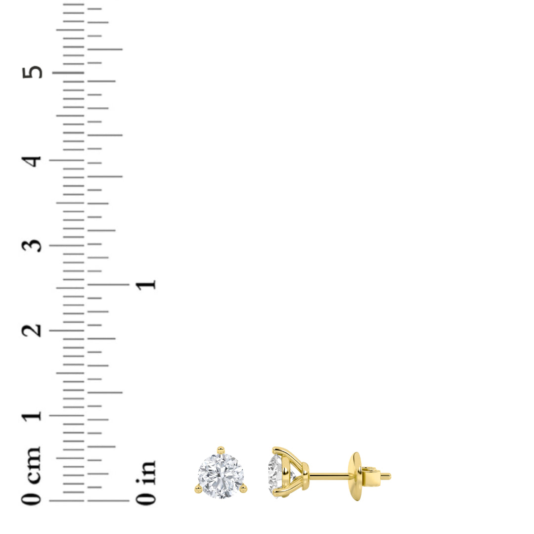 1CTW Round Lab-Grown Diamond Three Prong Stud Earrings 2 Stones