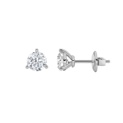 2CTW Round Lab-Grown Diamond Three Prong Stud Earrings 2 Stones