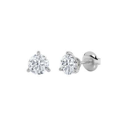 2CTW Round Lab-Grown Diamond Three Prong Stud Earrings 2 Stones