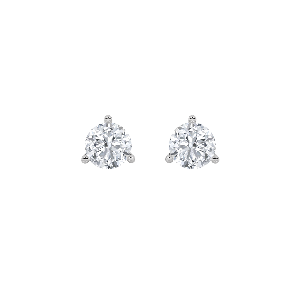 2CTW Round Lab-Grown Diamond Three Prong Stud Earrings 2 Stones