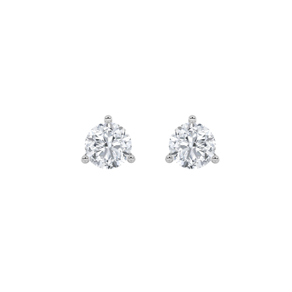 2CTW Round Lab-Grown Diamond Three Prong Stud Earrings 2 Stones