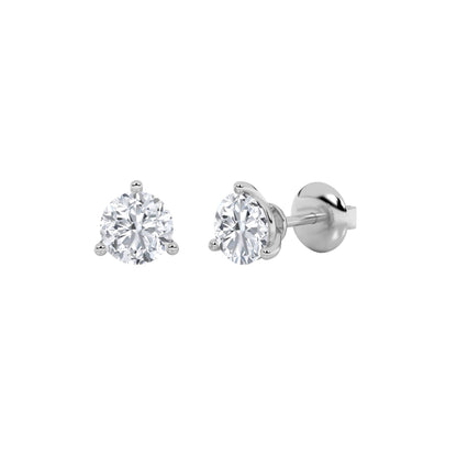 3CTW Round Lab-Grown Diamond Three Prong Stud Earrings 2 Stones