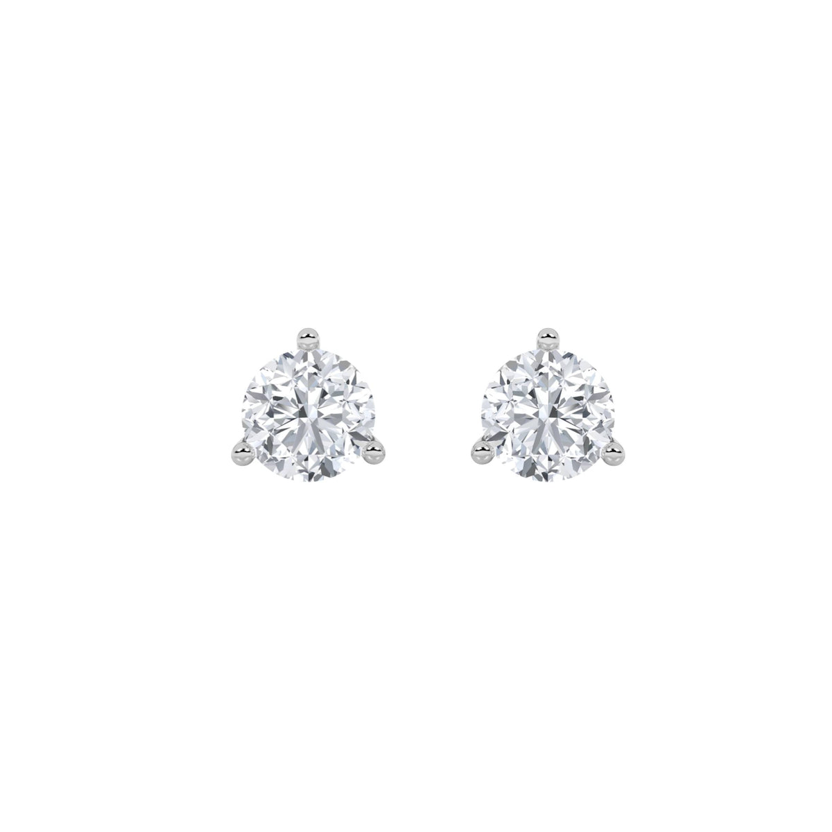 3CTW Round Lab-Grown Diamond Three Prong Stud Earrings 2 Stones