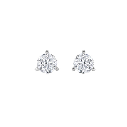 3CTW Round Lab-Grown Diamond Three Prong Stud Earrings 2 Stones