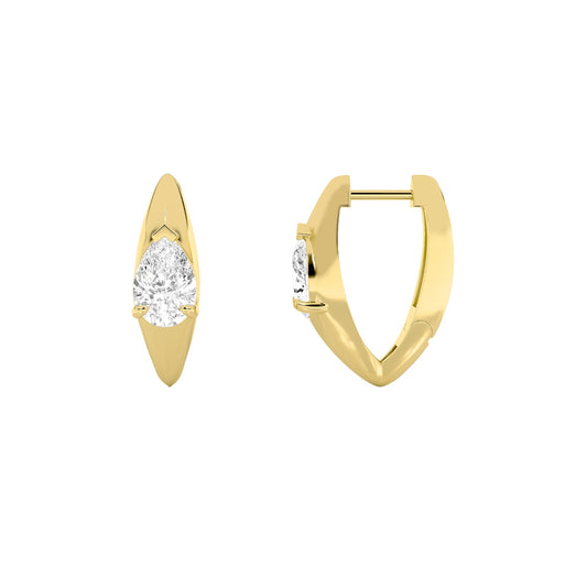 2CTW Pear Lab-Grown Diamond Solitaire Huggie Earrings 2 Stones