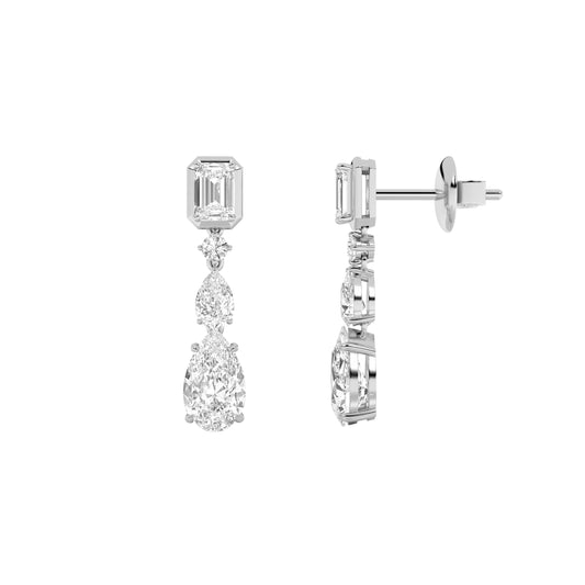 4.5CTW Pear Lab-Grown Diamond Prong Dangle Earrings 8 Stones