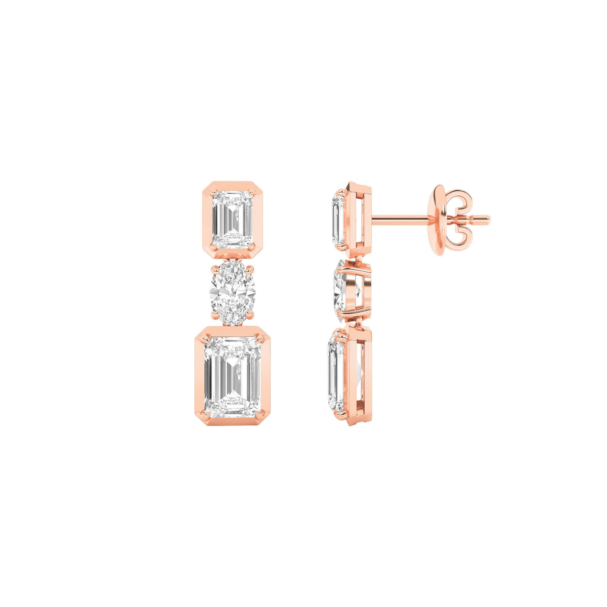 3CTW Radiant Lab-Grown Diamond Prong Dangle Earrings 6 Stones