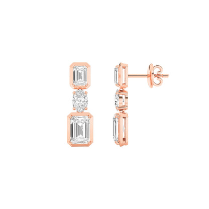 3CTW Radiant Lab-Grown Diamond Prong Dangle Earrings 6 Stones