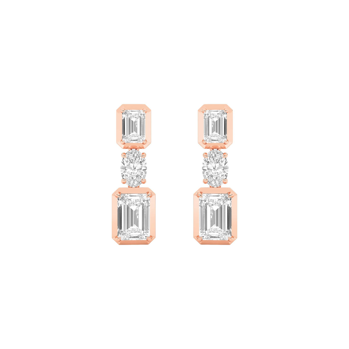 3CTW Radiant Lab-Grown Diamond Prong Dangle Earrings 6 Stones