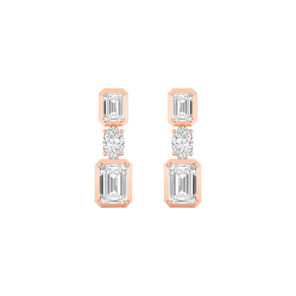 3CTW Radiant Lab-Grown Diamond Prong Dangle Earrings 6 Stones