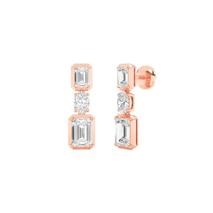 3CTW Radiant Lab-Grown Diamond Prong Dangle Earrings 6 Stones