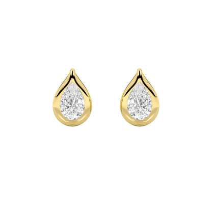 2CTW Pear Lab-Grown Diamond Bezel Stud Earrings 2 Stones