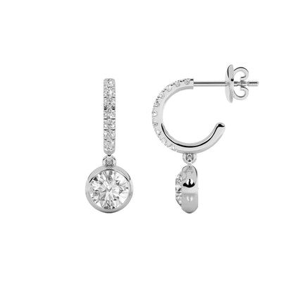 2CTW Round Lab-Grown Diamond Bezel Dangle Earrings 22 Stones