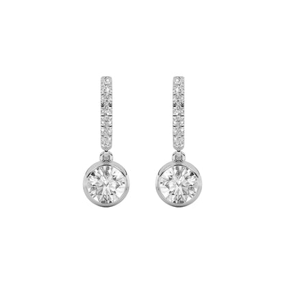 2CTW Round Lab-Grown Diamond Bezel Dangle Earrings 22 Stones