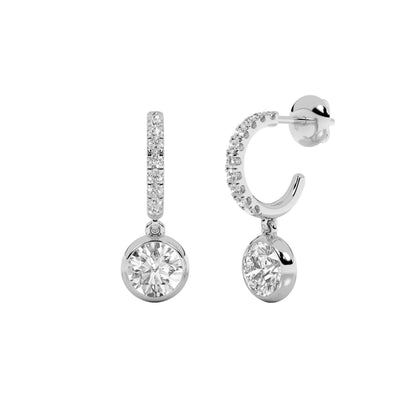 2CTW Round Lab-Grown Diamond Bezel Dangle Earrings 22 Stones