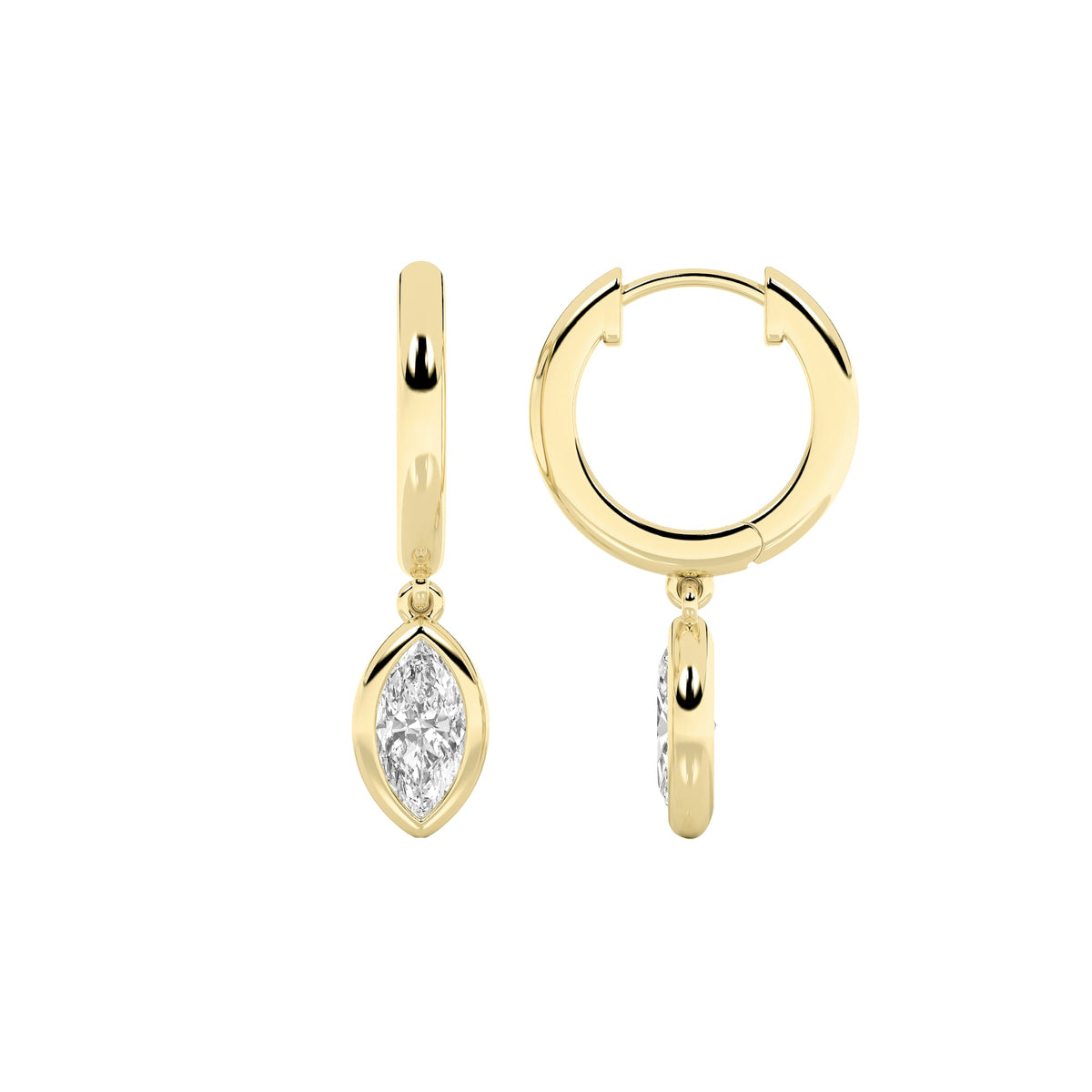 0.6CTW Marquise Lab-Grown Diamond Bezel Dangle Earrings 2 Stones