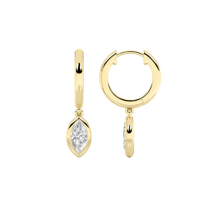 0.6CTW Marquise Lab-Grown Diamond Bezel Dangle Earrings 2 Stones
