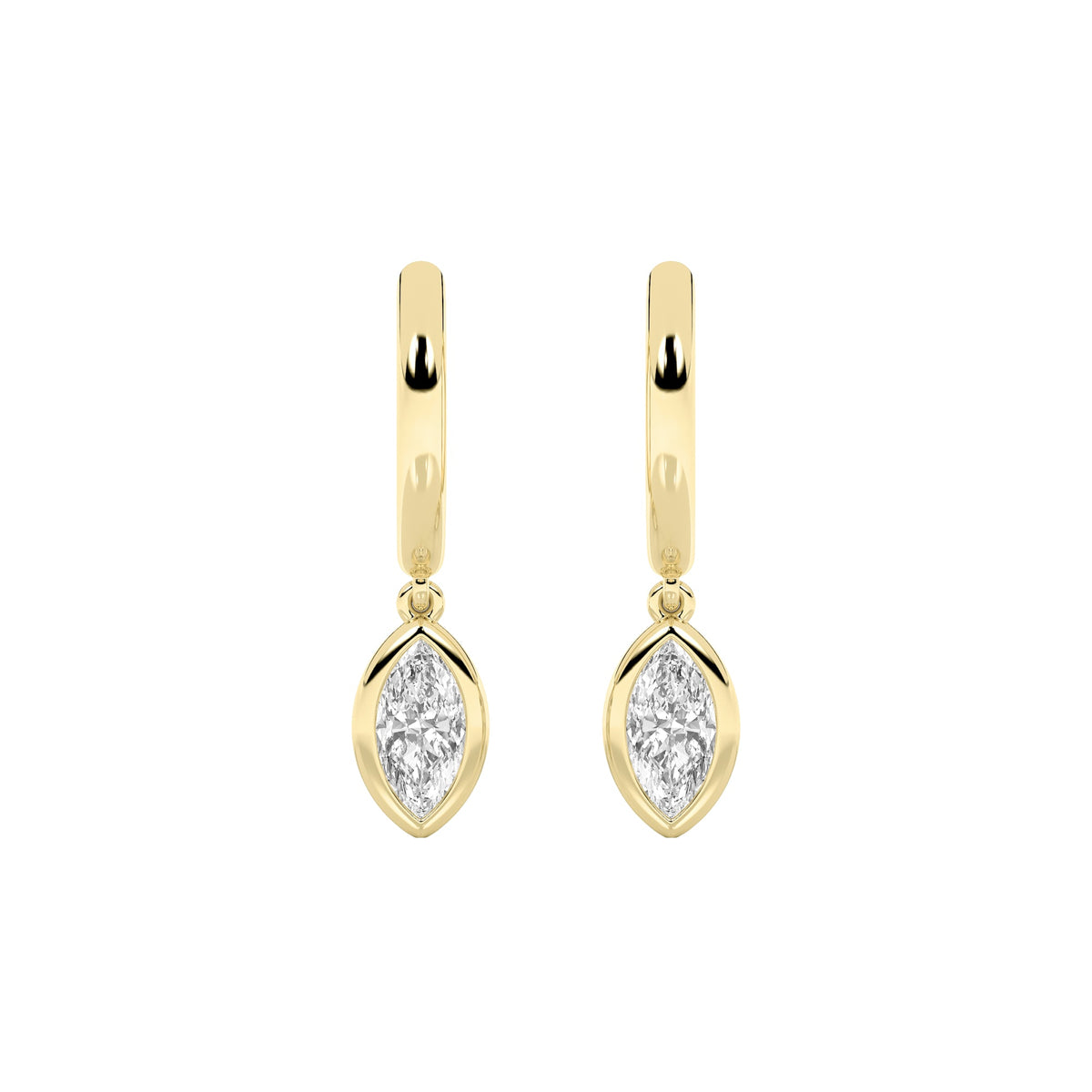 0.6CTW Marquise Lab-Grown Diamond Bezel Dangle Earrings 2 Stones