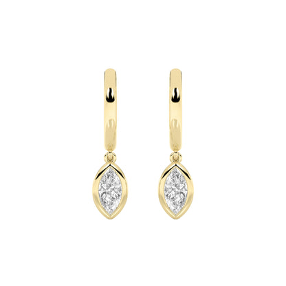 0.6CTW Marquise Lab-Grown Diamond Bezel Dangle Earrings 2 Stones